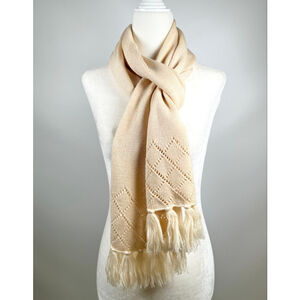 Talbots Womans Scarf One Size 100% Merino Wool Knit Scarf in Warm Beige